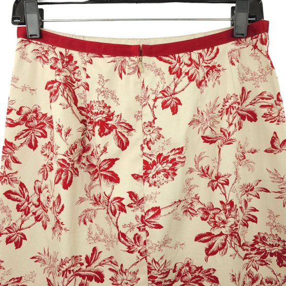 Eddie Bauer Floral Print Straight Pencil Skirt Womens Size 6 Cotton Tan Burgundy - Picture 10 of 11